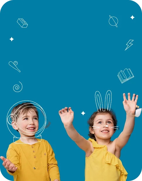 Enfants avec casque spatial